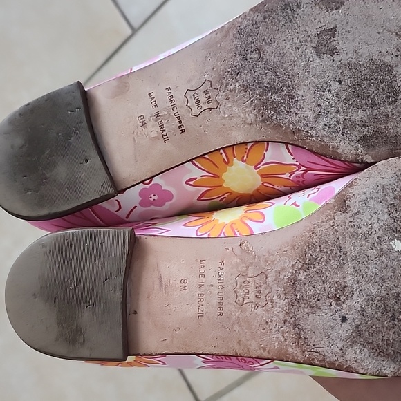 Lilly Pulitzer Pink and Green Ballet Flats Size 8 - Picture 5 of 10